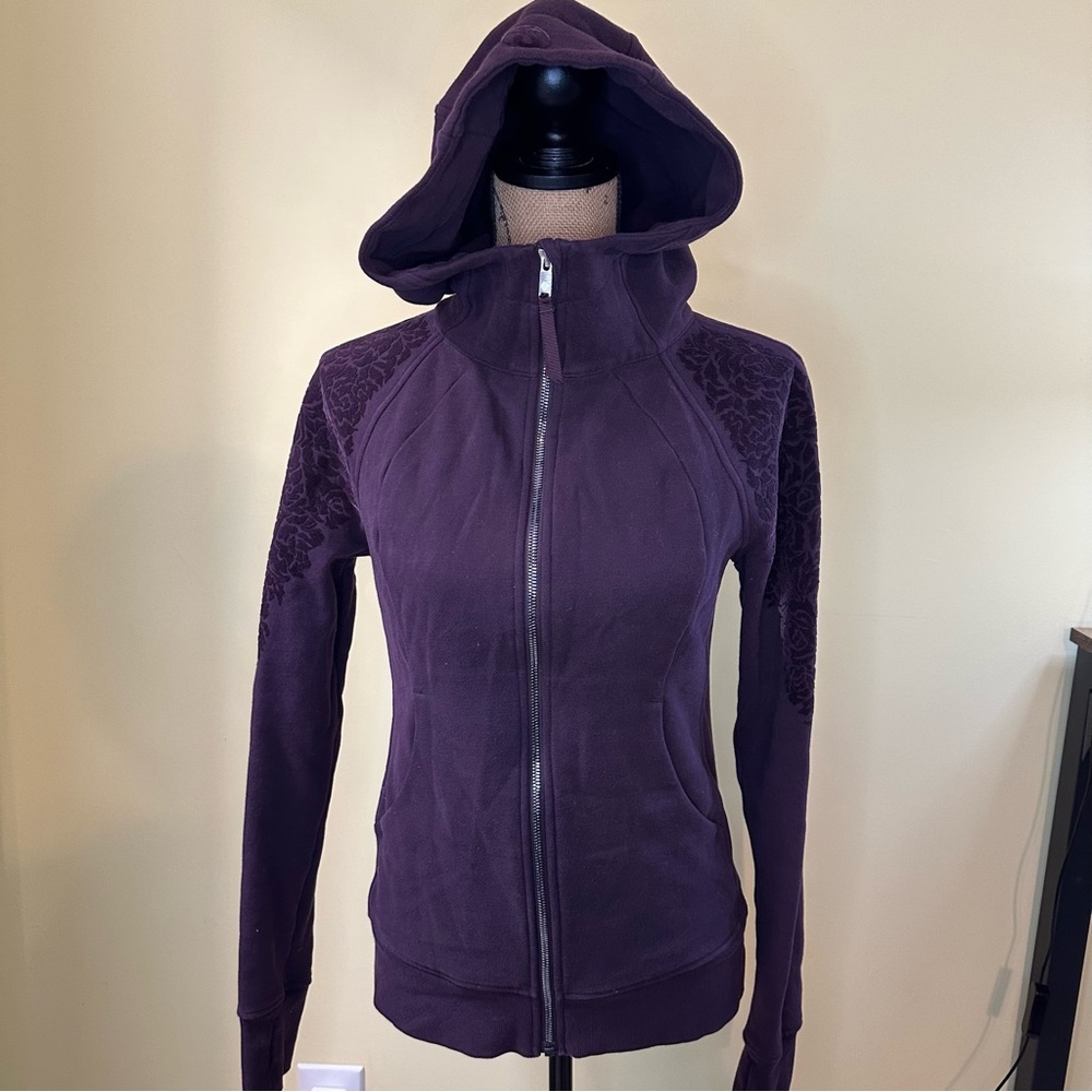 Lululemon Plum Zip-Up Hooded Sweatshirt with Mirror Zipper size 6